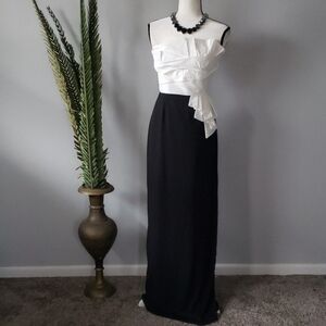Max and Cleo strapless black & off white gown NWT